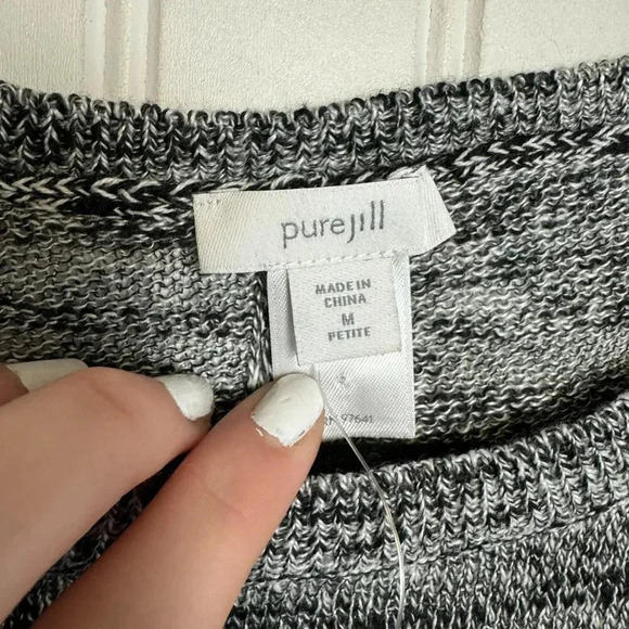 J Jill Pure Jill NWT grey short sleeve boxy sweater size medium petite O53 - Picture 3 of 6